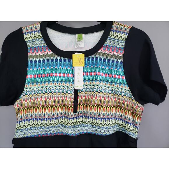 NWT‎ $99 NEXT ATHENA GEO PRINT BLACK ZIP SWIM SHIRT TOP RASH GUARD 36B / C - Picture 2 of 6